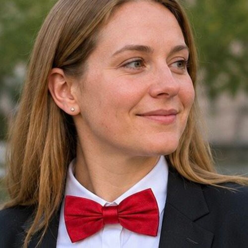 Red Satin Bow Tie Set Pocket Square Cuff Links Women’s Formal Prom Tuxedo Set